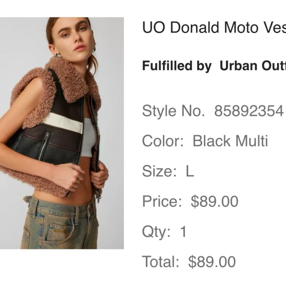 Moto Aviator style dual zipper vest with Sherpa lining. Worn once.